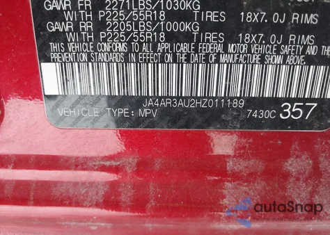 2017 Mitsubishi Outlander Sport 2.0 Le z USA, uszkodzony, nr VIN JA4AR3AU2HZ011189